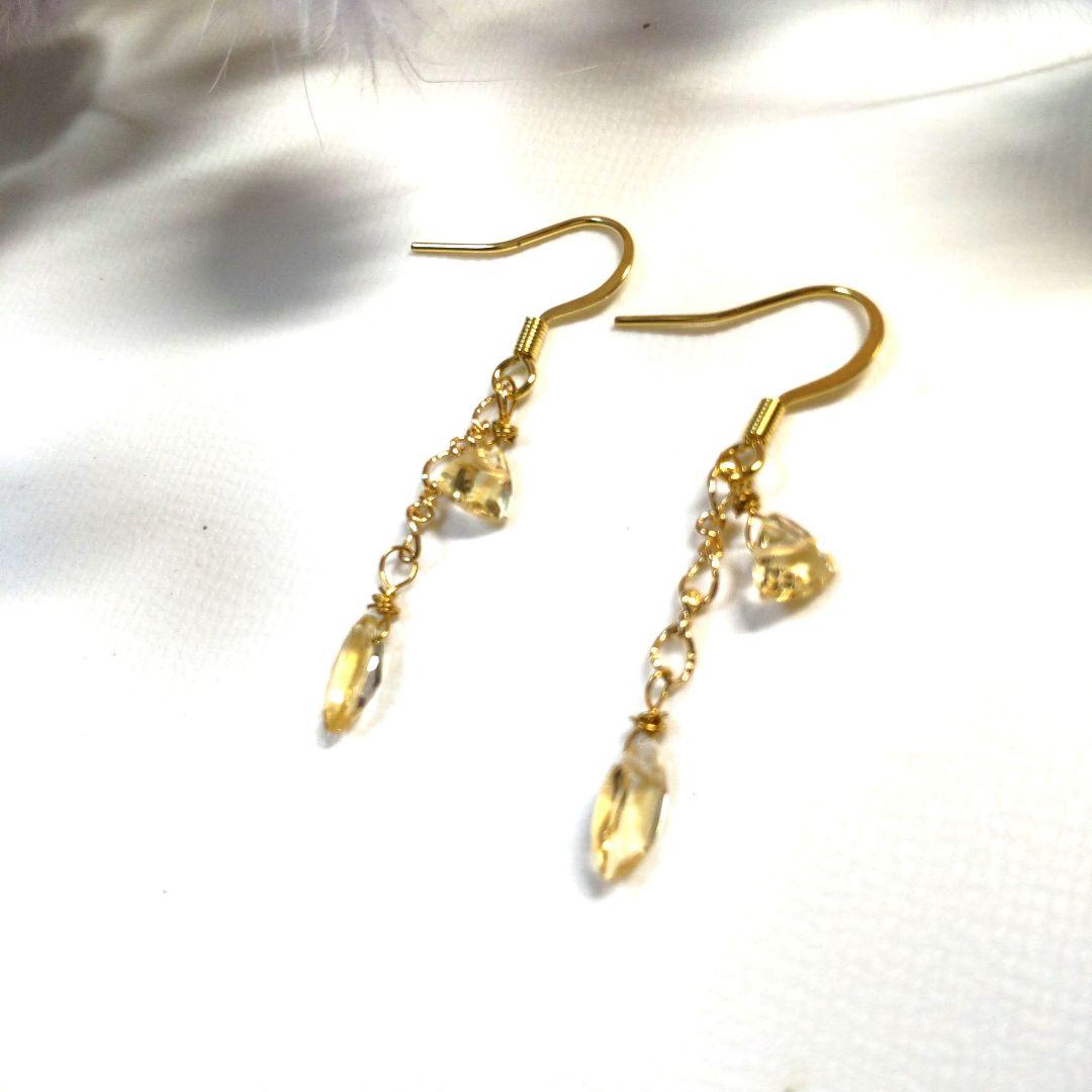 宝石質シトリンピアス＆ネックレスセット