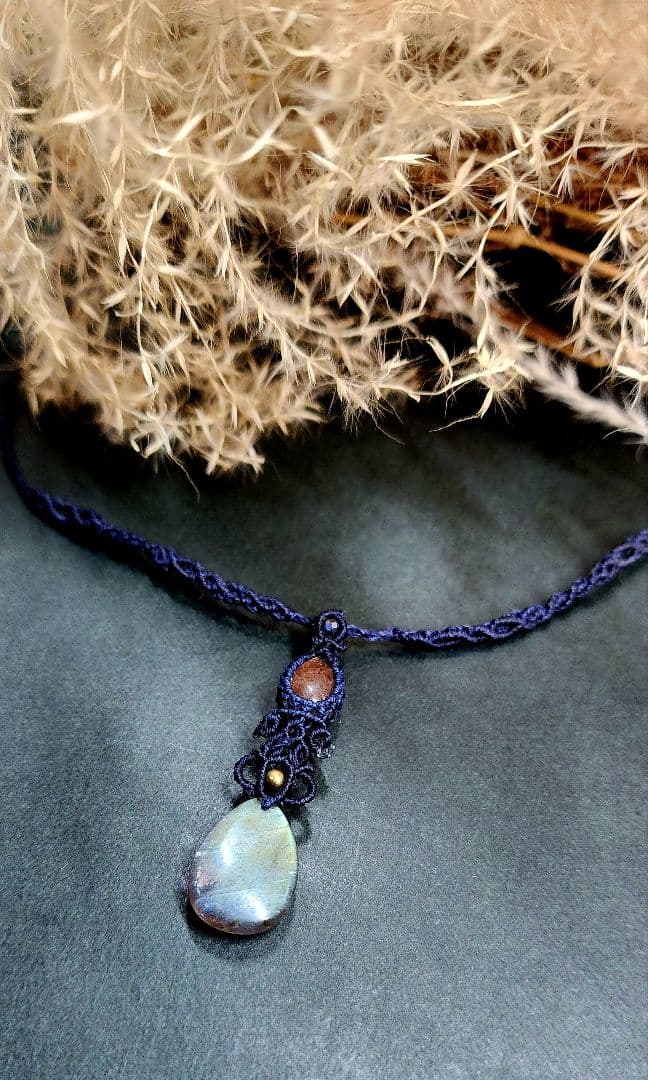 【癒し】　ラブラドライト　サンストーン　　ネックレス　n28