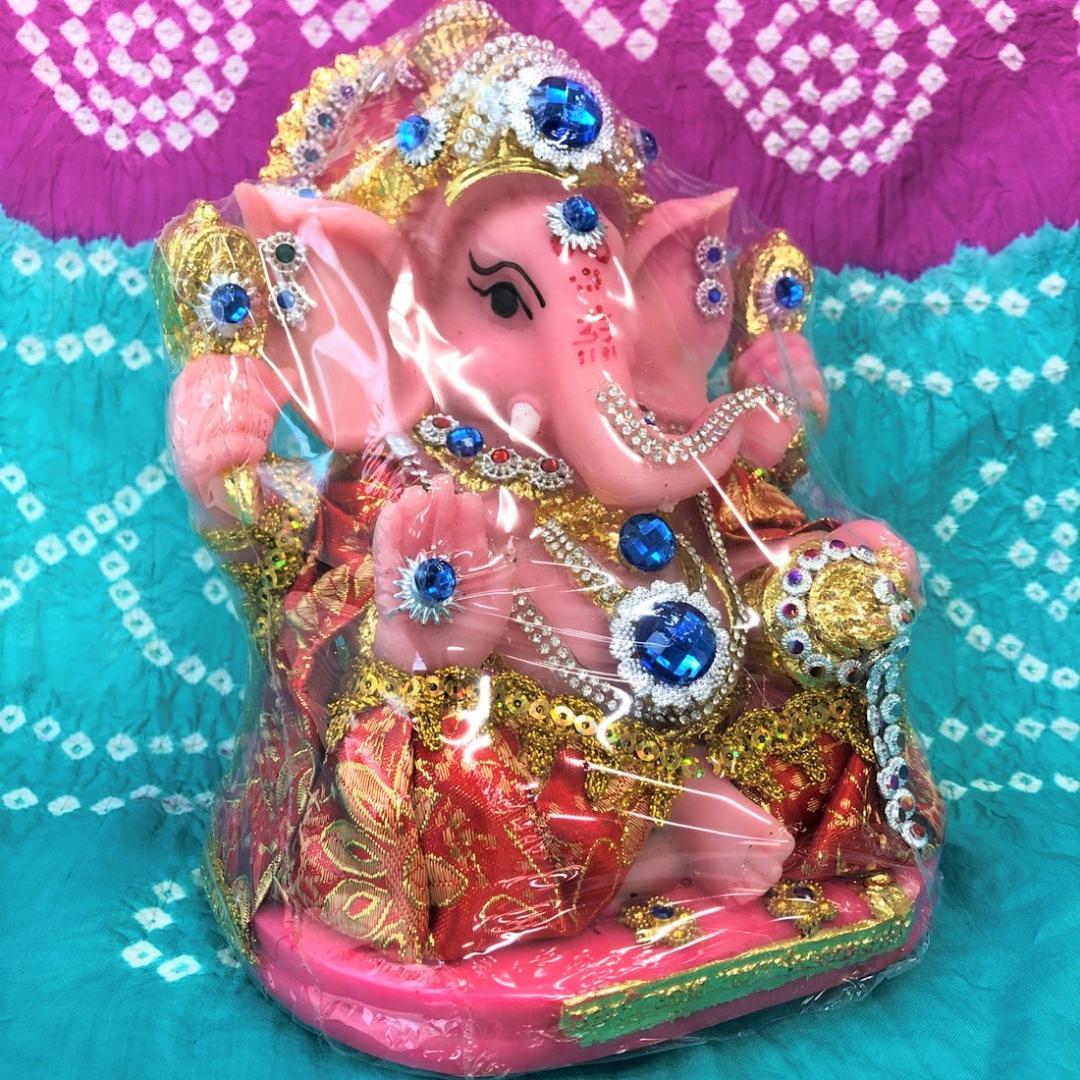 幸福の置物 ピンク ガネーシャ★豪華絢爛 オブジェ ラッキーアイテム