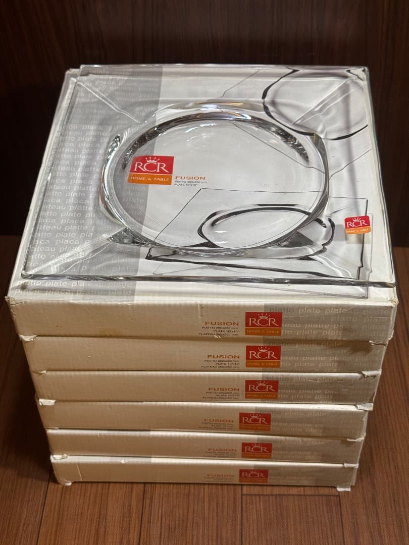 【新品】RCR クリスタルガラス 角皿 7枚セット プレート イタリア製