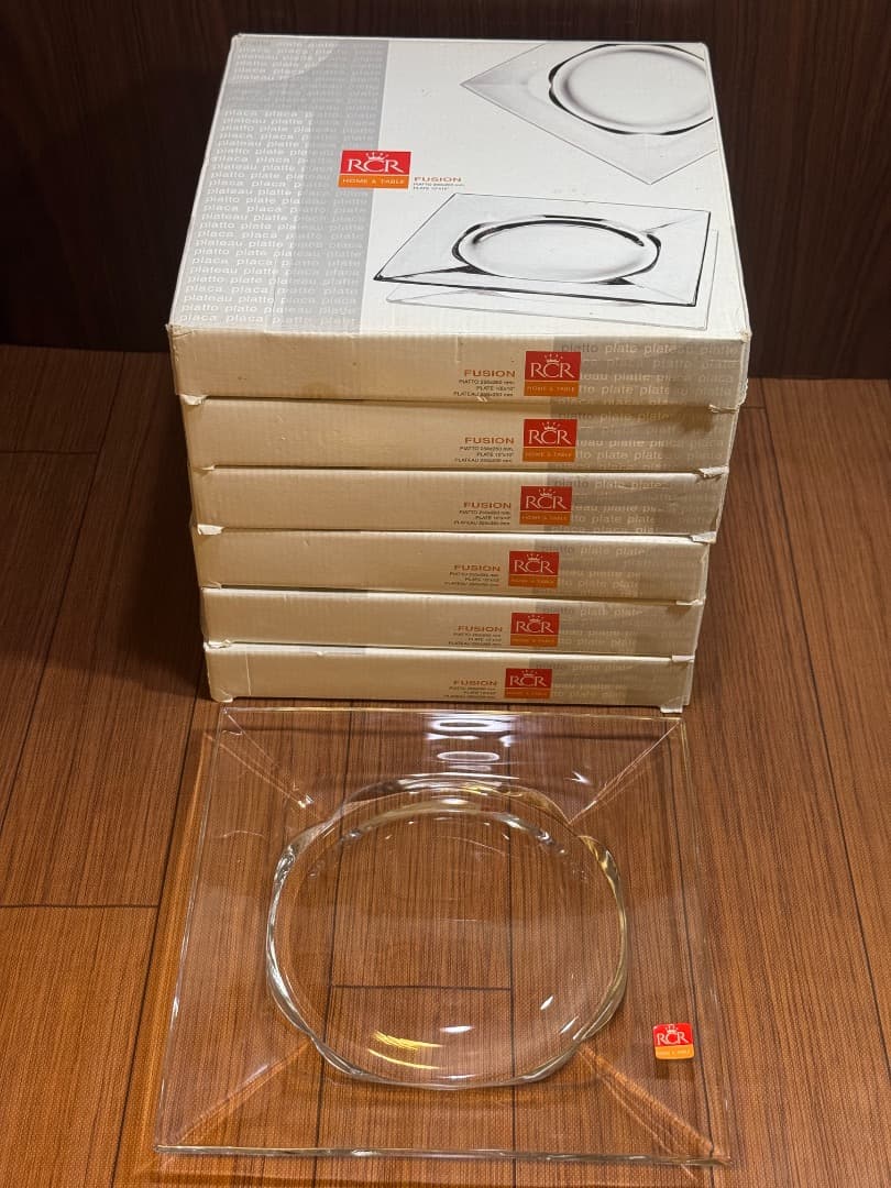 【新品】RCR クリスタルガラス 角皿 7枚セット プレート イタリア製