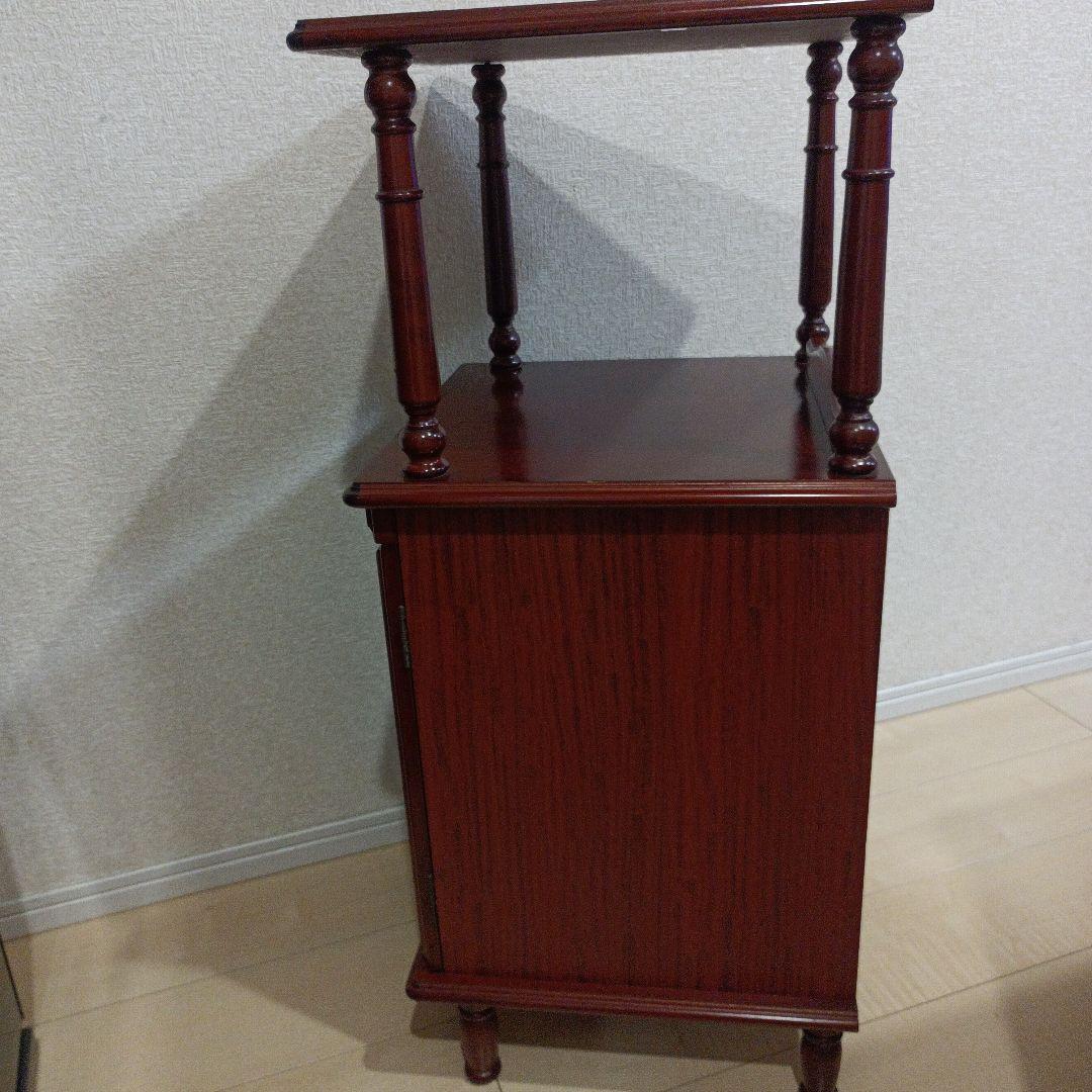 昭和レトロ　アンティーク　木製電話台・ファックス台 2段式 　四国工芸