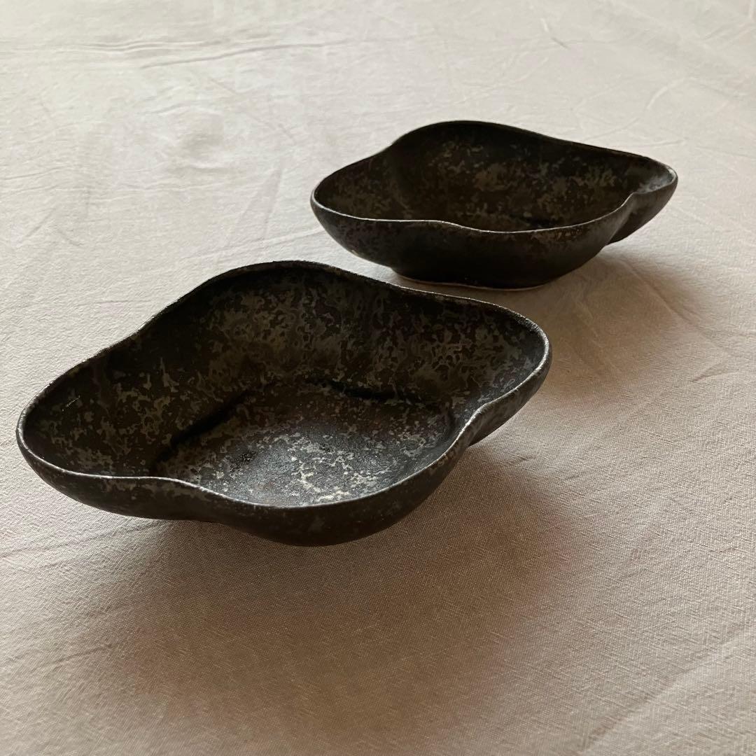 【新品未使用】安福由美子　黒錆　木瓜鉢　2点セット