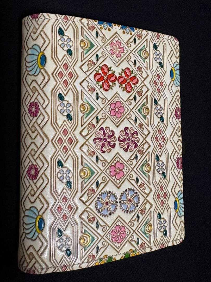 【新品】文庫革 花菱 箱まち口金付き札入れ がま口 二つ折り財布 伝統工芸