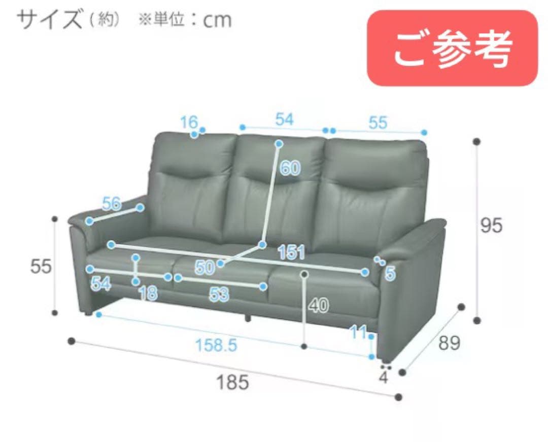 【送料込み:実質5000円】ニトリ ダークグリーン レザーソファ 3人掛け