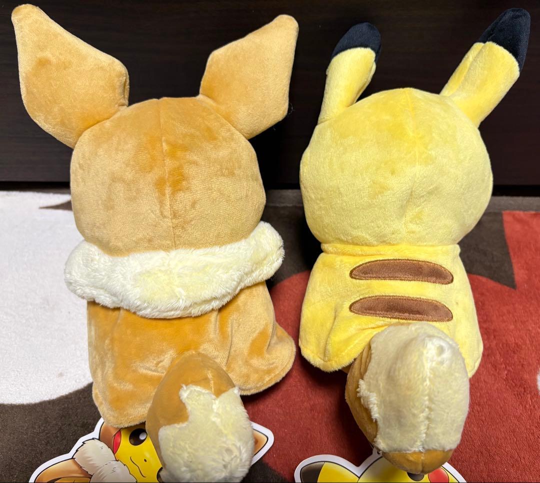 タグ付き ピカチュウ イーブイ ポンチョ ポケモンセンター限定 ぬいぐるみ