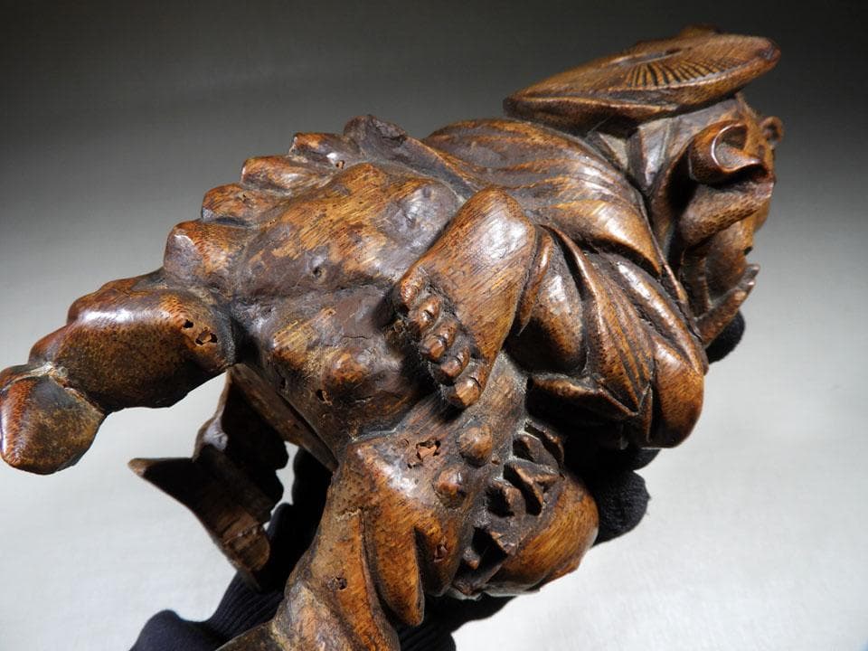 ●蝦蟇仙人 劉海仙人 三脚蟾蜍 金蟾 唐物竹根 古竹根彫 竹根彫刻 中国古玩