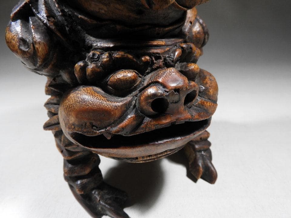 ●蝦蟇仙人 劉海仙人 三脚蟾蜍 金蟾 唐物竹根 古竹根彫 竹根彫刻 中国古玩