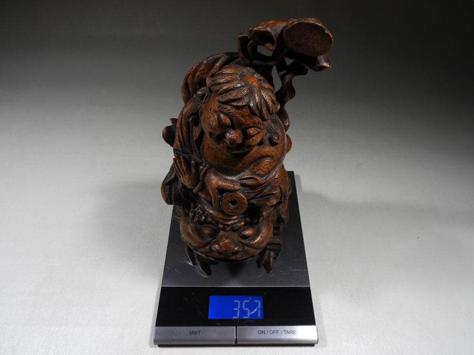 ●蝦蟇仙人 劉海仙人 三脚蟾蜍 金蟾 唐物竹根 古竹根彫 竹根彫刻 中国古玩