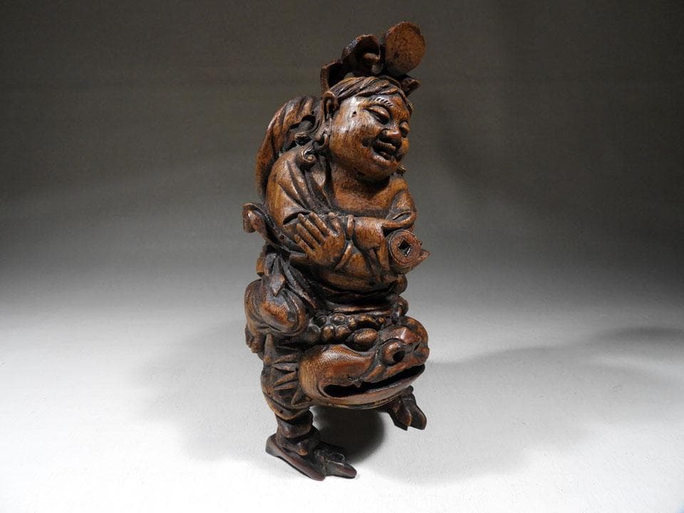 ●蝦蟇仙人 劉海仙人 三脚蟾蜍 金蟾 唐物竹根 古竹根彫 竹根彫刻 中国古玩