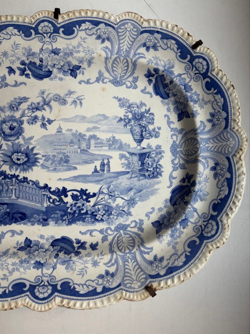 580 骨董 アンティーク 19世紀 絵皿 飾り皿 大振り イギリス フランス