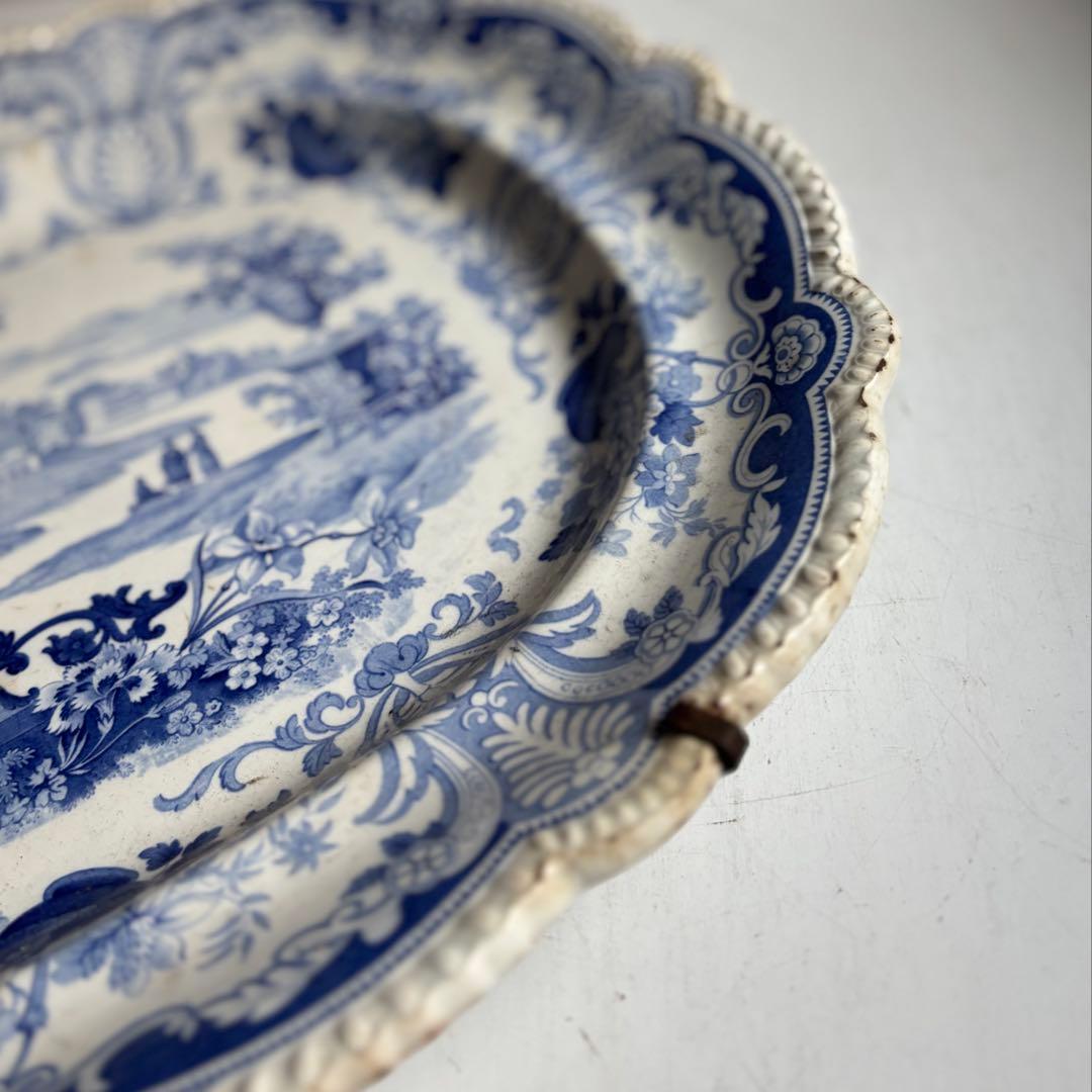 580 骨董 アンティーク 19世紀 絵皿 飾り皿 大振り イギリス フランス