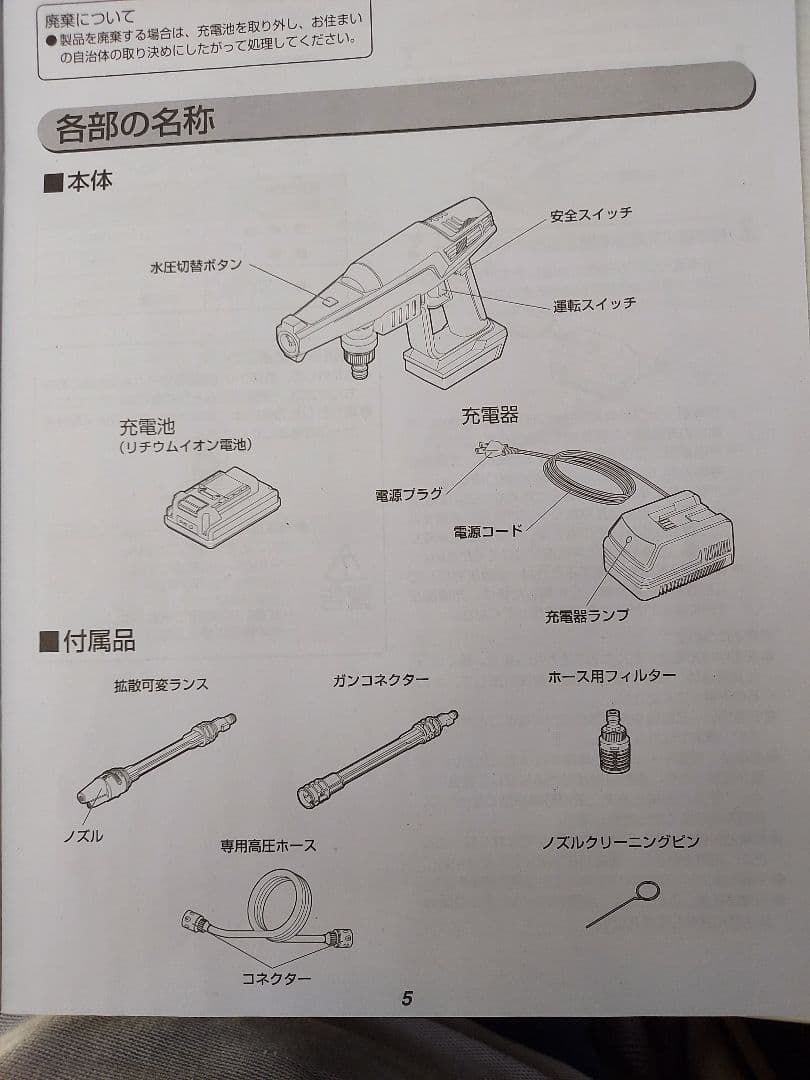 充電式ハンディウォッシャー