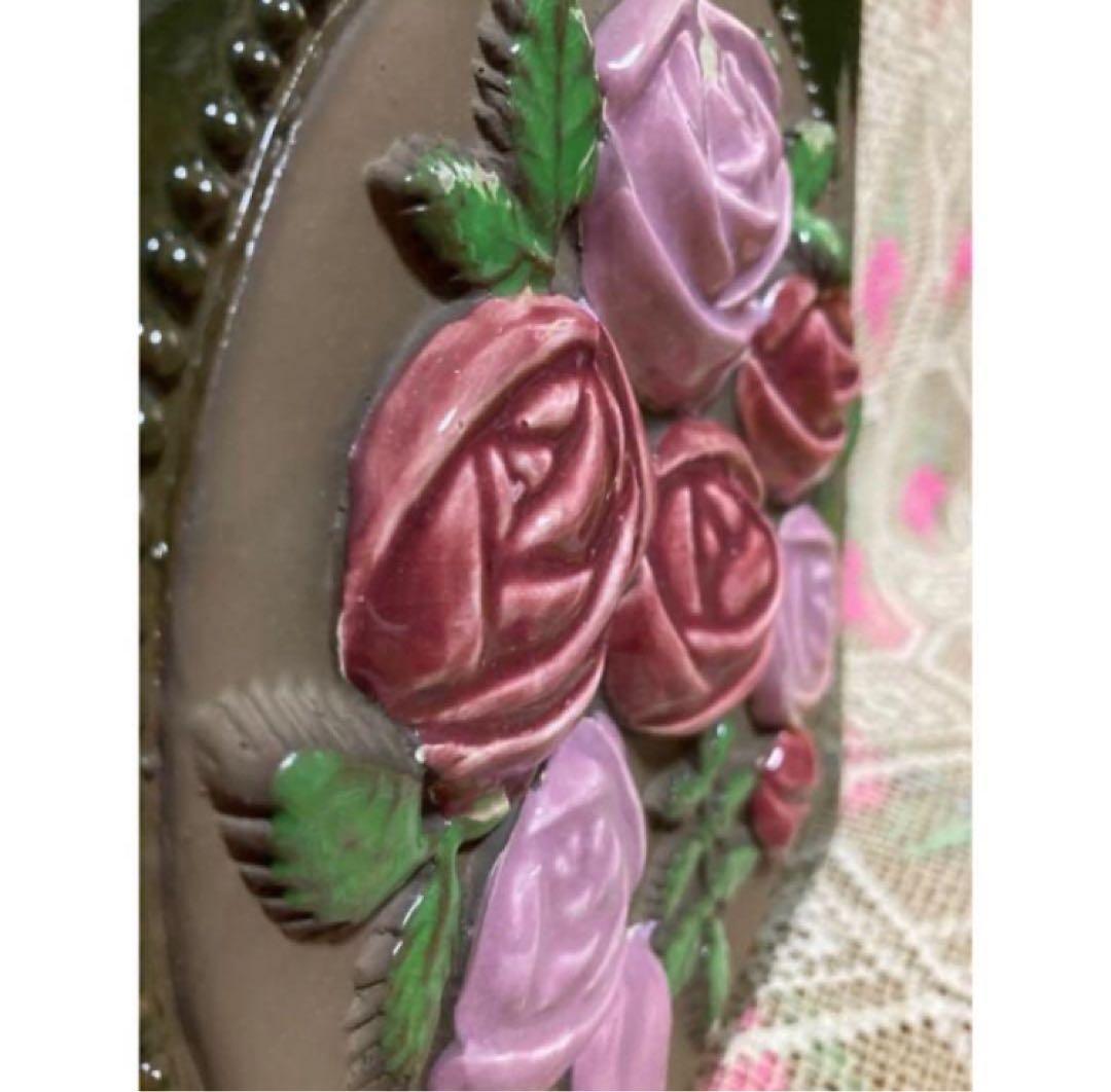 《ヴィンテージ 》ジイガントフタ　スウェーデン【薔薇の陶板】大型　壁飾り