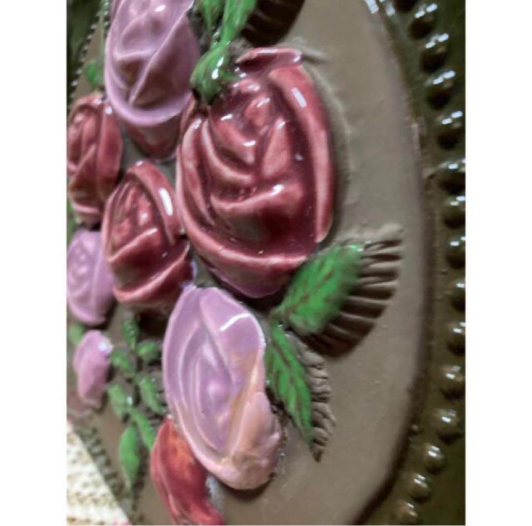 《ヴィンテージ 》ジイガントフタ　スウェーデン【薔薇の陶板】大型　壁飾り