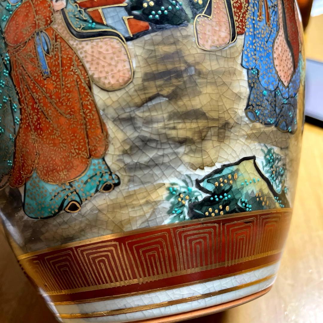 九谷焼き　松鶴　壷　骨董品　時代物