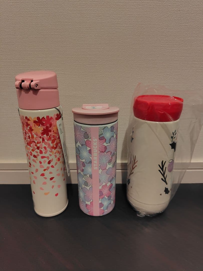 スターバックス水筒３点セット新品スリムハンディーステンレスボトルフラワーシャワー