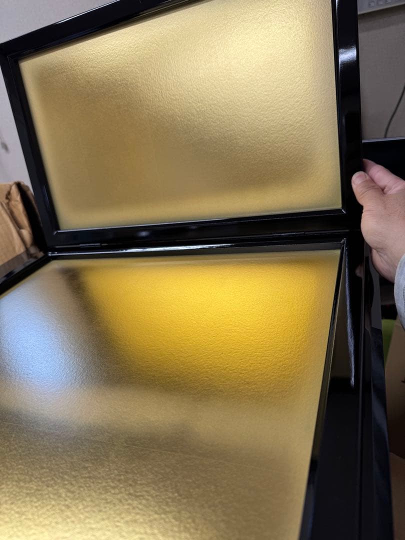 東玉　黒塗り御飾り台 お雛様 飾り台　37号　三つ折り屏風　16号