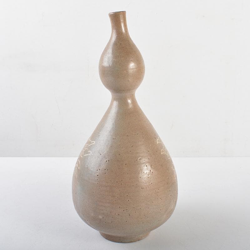 朝鮮美術　李朝　高麗青磁　花文　瓢箪徳利　合せ箱　M　R5657B