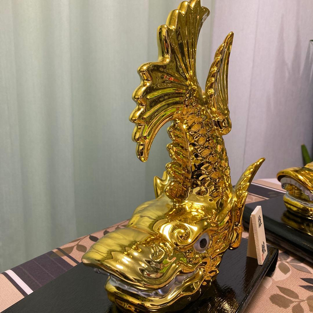 【新品】置物 金鯱 雄雌2体セット 陶器 名古屋城 縁起物