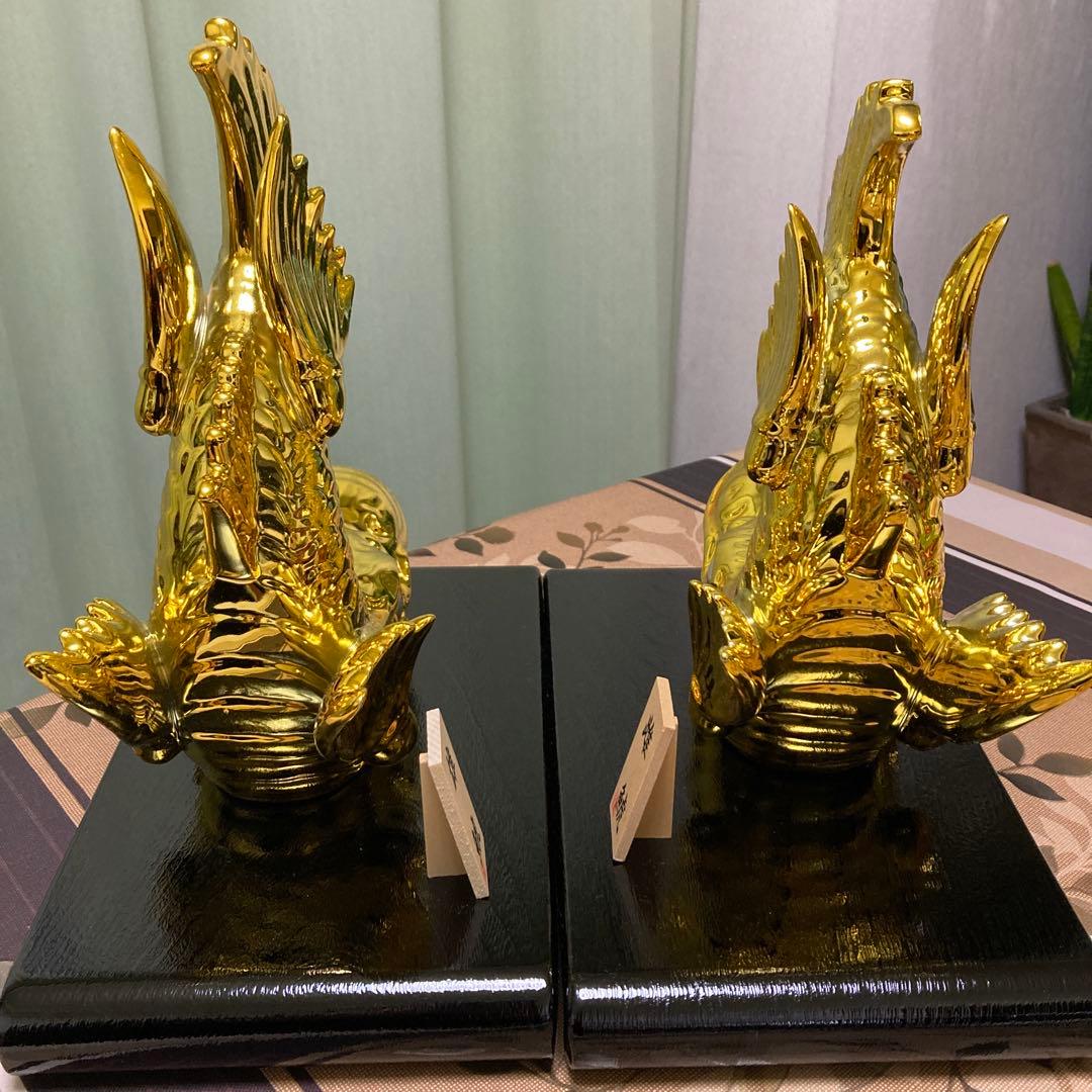 【新品】置物 金鯱 雄雌2体セット 陶器 名古屋城 縁起物