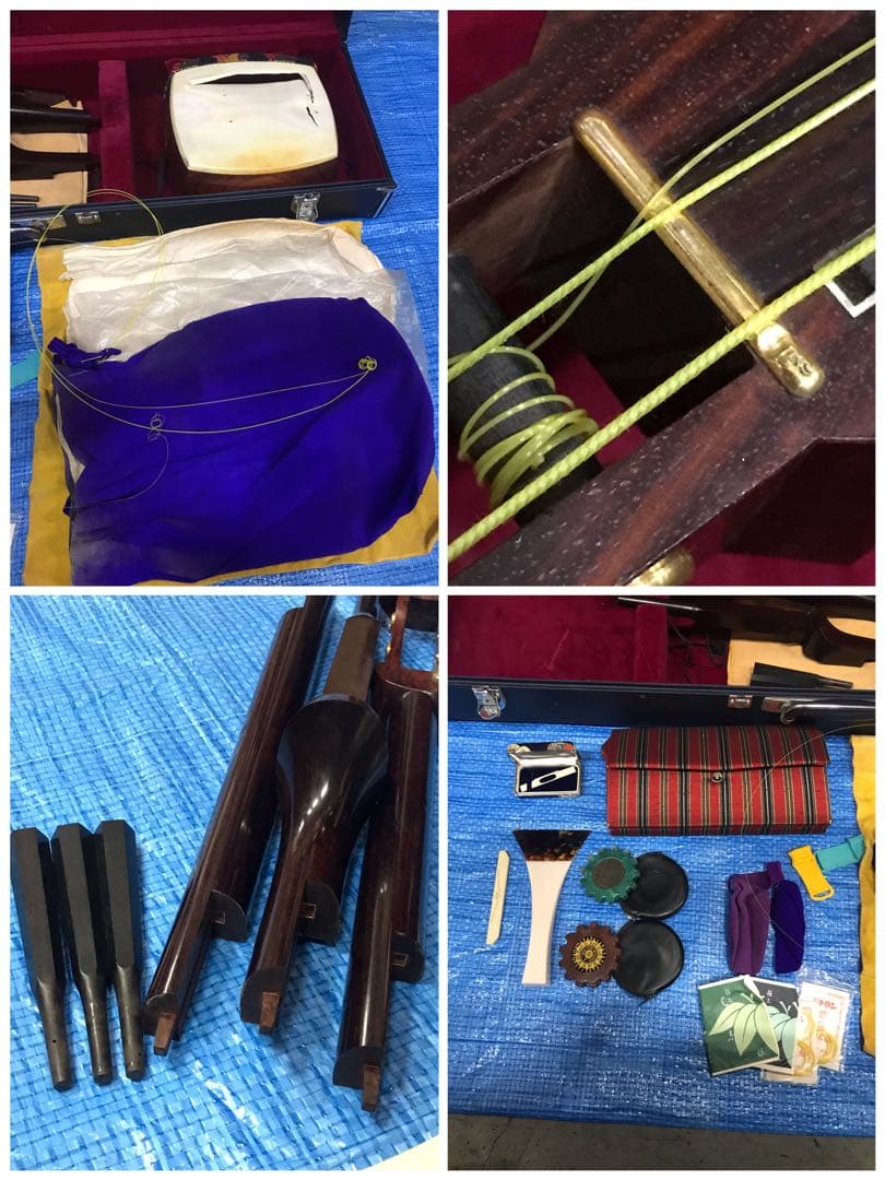 和楽器 三味線 弦楽器 鼈甲撥 天然素材 金細 綾杉胴 金具k9