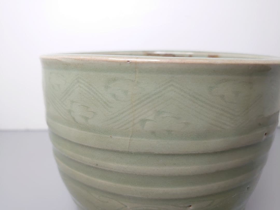 中国古玩 古美術 明時代 龍泉窯 天龍寺青磁三足香炉 大型 唐物  茶道具