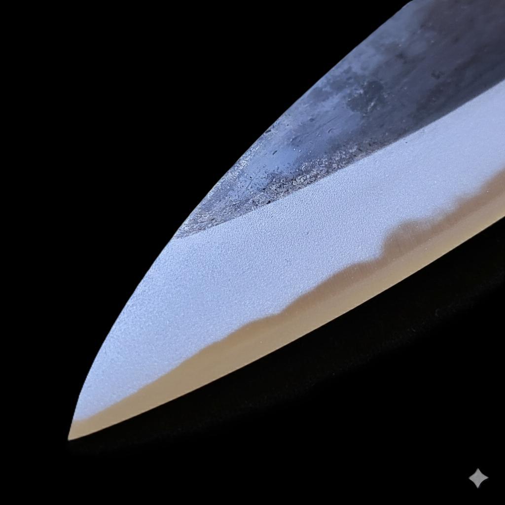 青紙２号 黒打 小三徳包丁（アジ切） 120㎜ G1451 焼柄 日本製 月光作