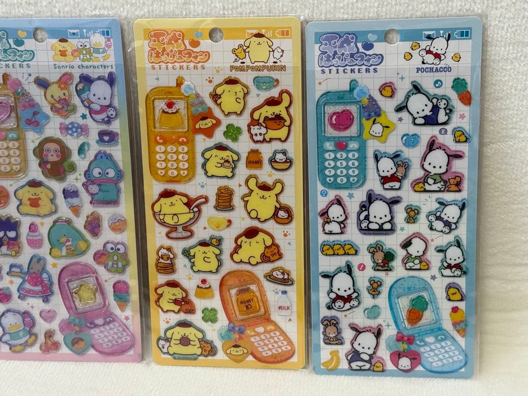 新品★平成はっぴーフォン★日焼けキティ×キャラクターズ×プリン×ポチャッコ