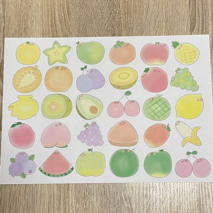 確認用♡フルーツメモ♡手描き　フレークシール