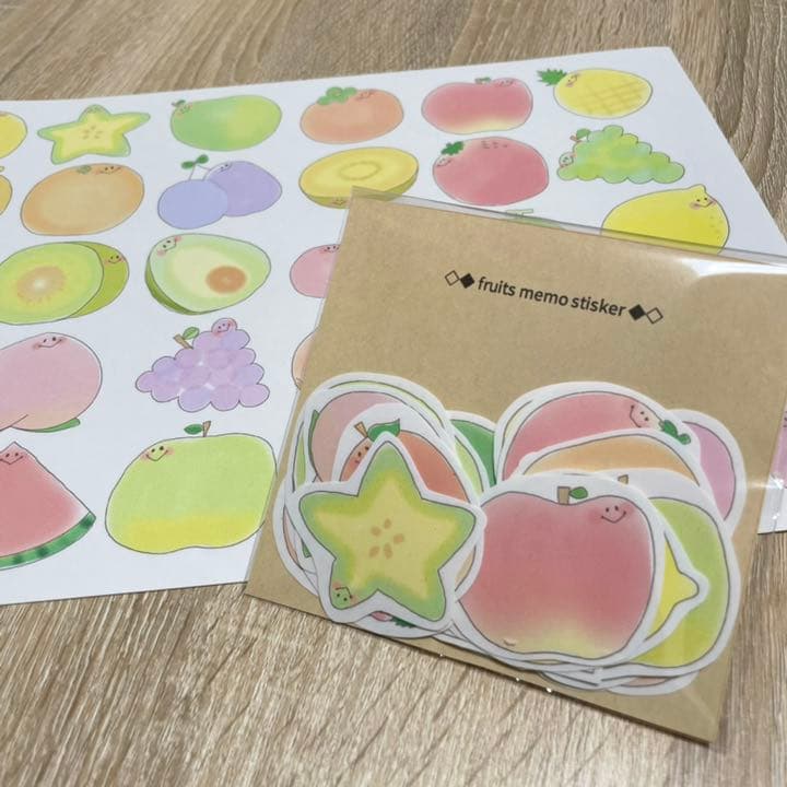 確認用♡フルーツメモ♡手描き　フレークシール