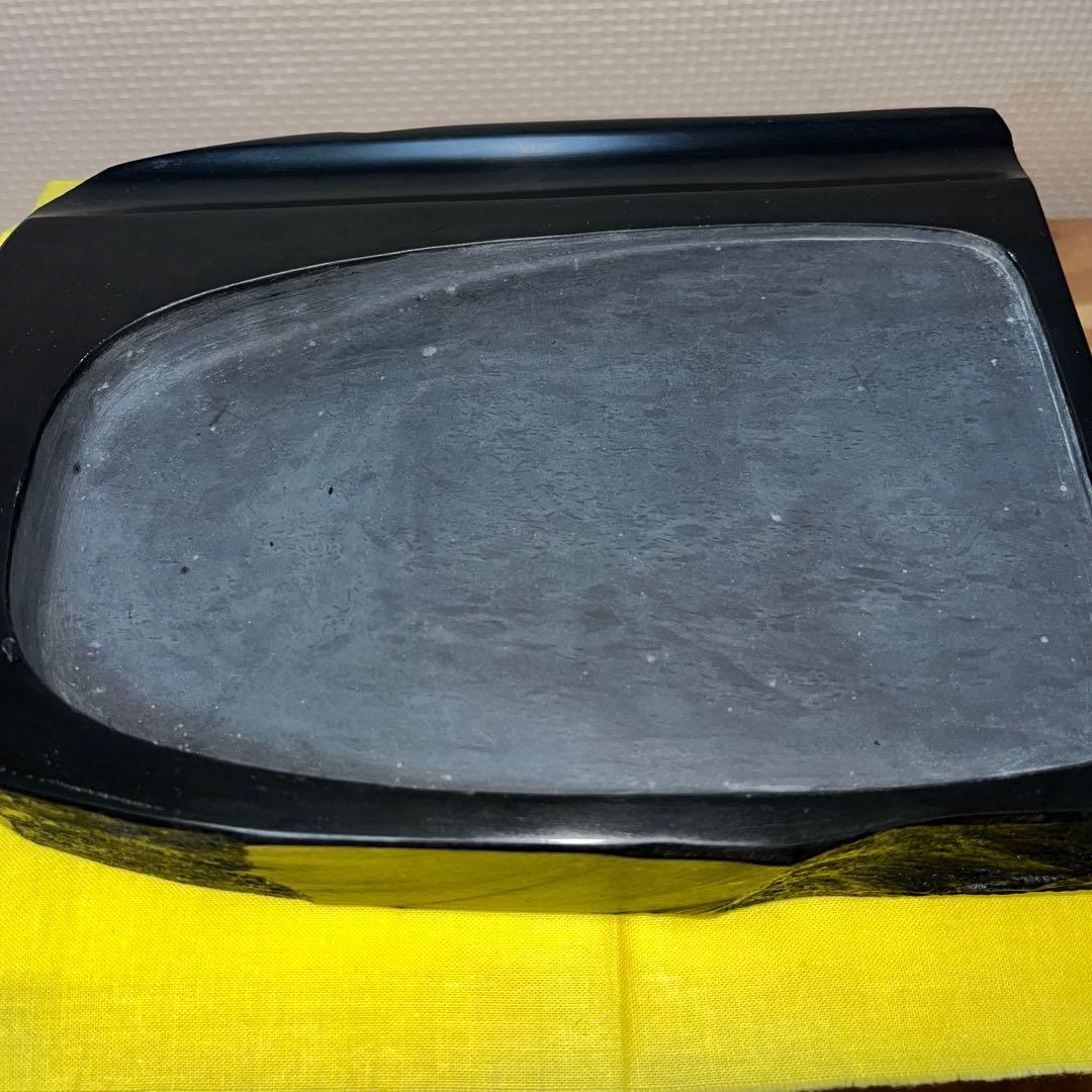 ⭕️雄勝硯　蓋付瓢箪彫刻硯　遠藤弘行　筆置き付き　手間多い　蓋の瓢箪が美しい　硯