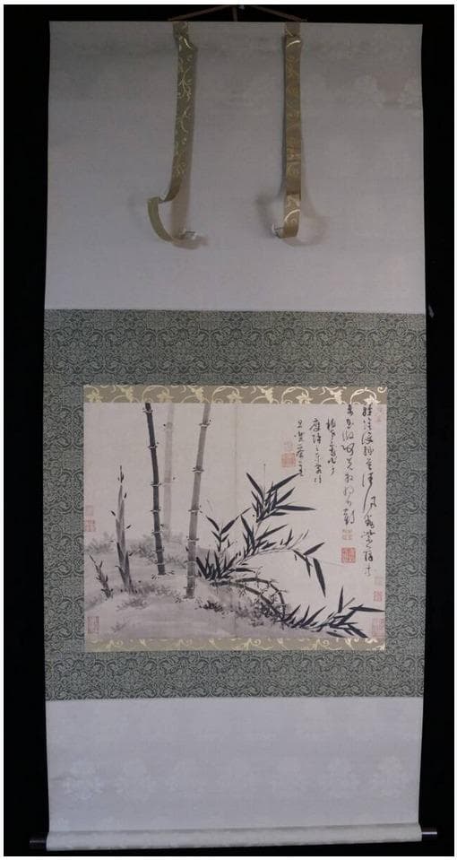 元◆呉鎮◆墨竹図◆春夏秋冬◆四幅対◆二玄社◆紙本　解説付き◆掛軸 共箱