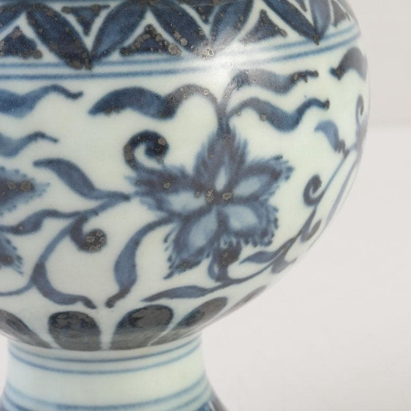 中国　大明宣徳年製款　青花花弁文　蓋香炉　C　A29