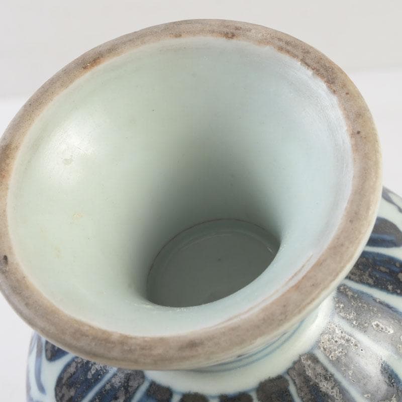 中国　大明宣徳年製款　青花花弁文　蓋香炉　C　A29