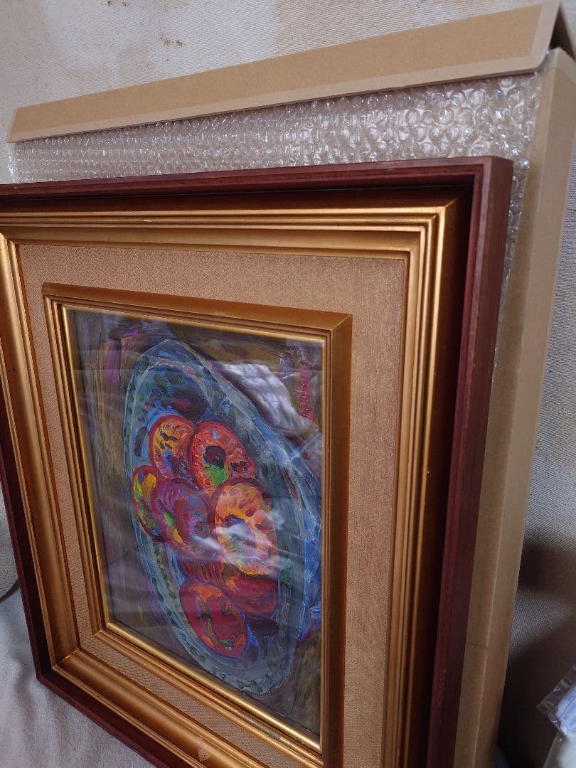 【油彩画】作者不明、野間仁根風『果物のある静物画』 6号