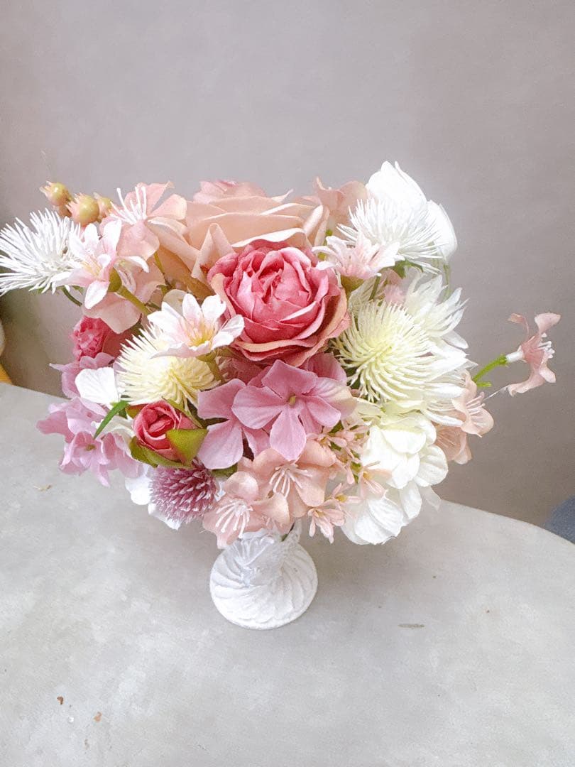 ピンク系 造花　フラワーアレンジメント 小サイズ　アーティフィシャルフラワー