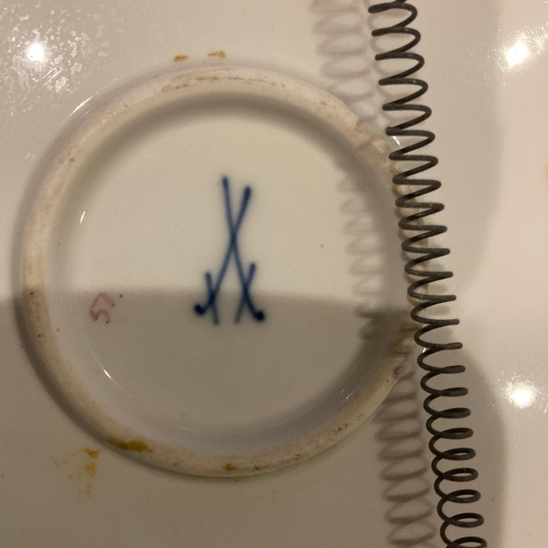 マイセン ピンクのバラ　プレート　アンティーク　壁掛け付き