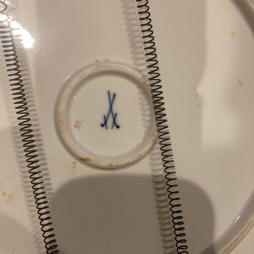 マイセン ピンクのバラ　プレート　アンティーク　壁掛け付き