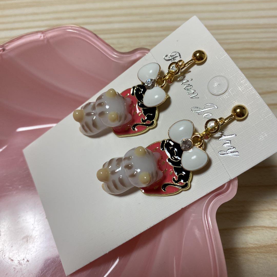 ☆苺ネコと茶しまネコちゃんイヤリング☆