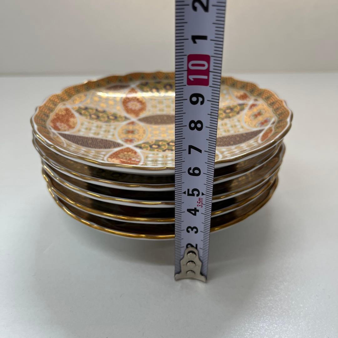 美濃焼 前畑陶器 庫山窯 金彩七宝紋 輪花取皿揃 5枚セット