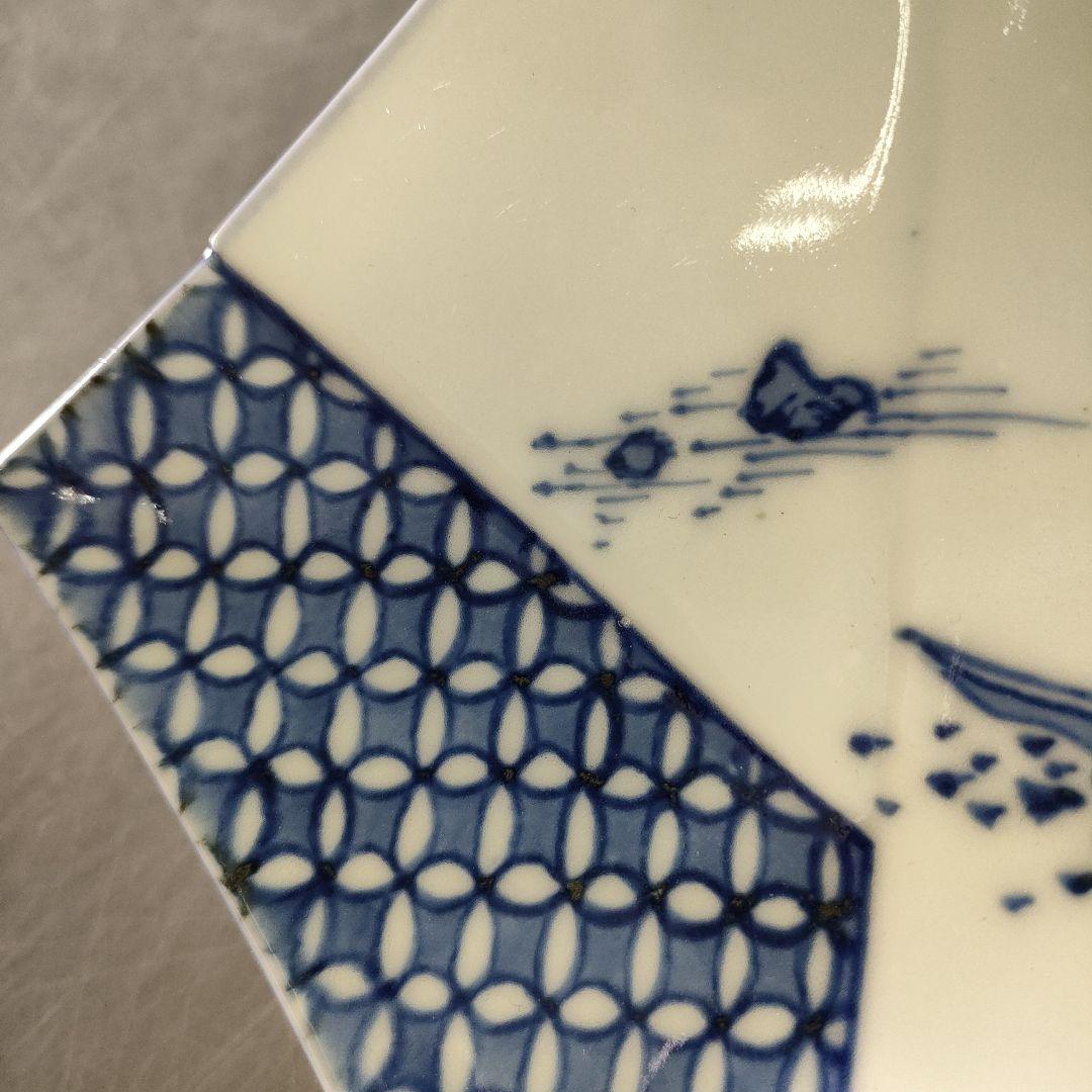 A1225-3/宮永東山 造/結文形青花遊舟図刺身皿5客/共箱/銘々皿/懐石道具