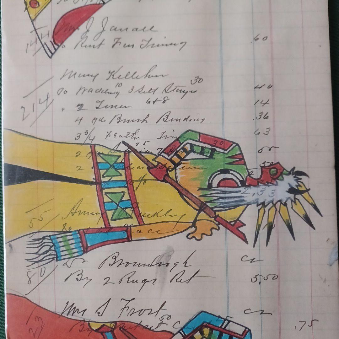 インディアン風アート作品 アメリカ先住民風 衣装デザイン画／原画スケッチ