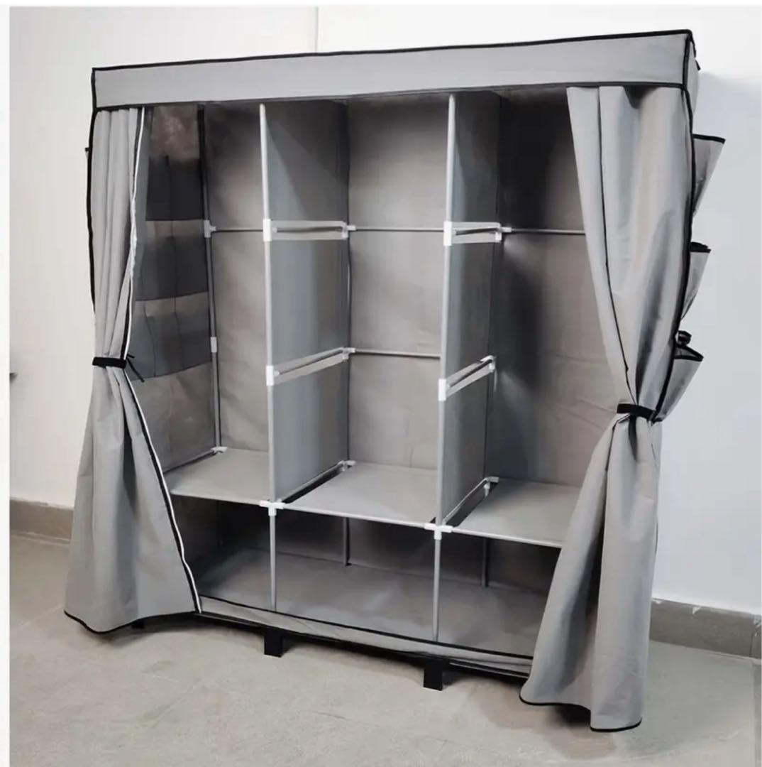 【新品格安出品】OUMYJIA/組立式ポータブルメタルクローゼット/クリーム色系