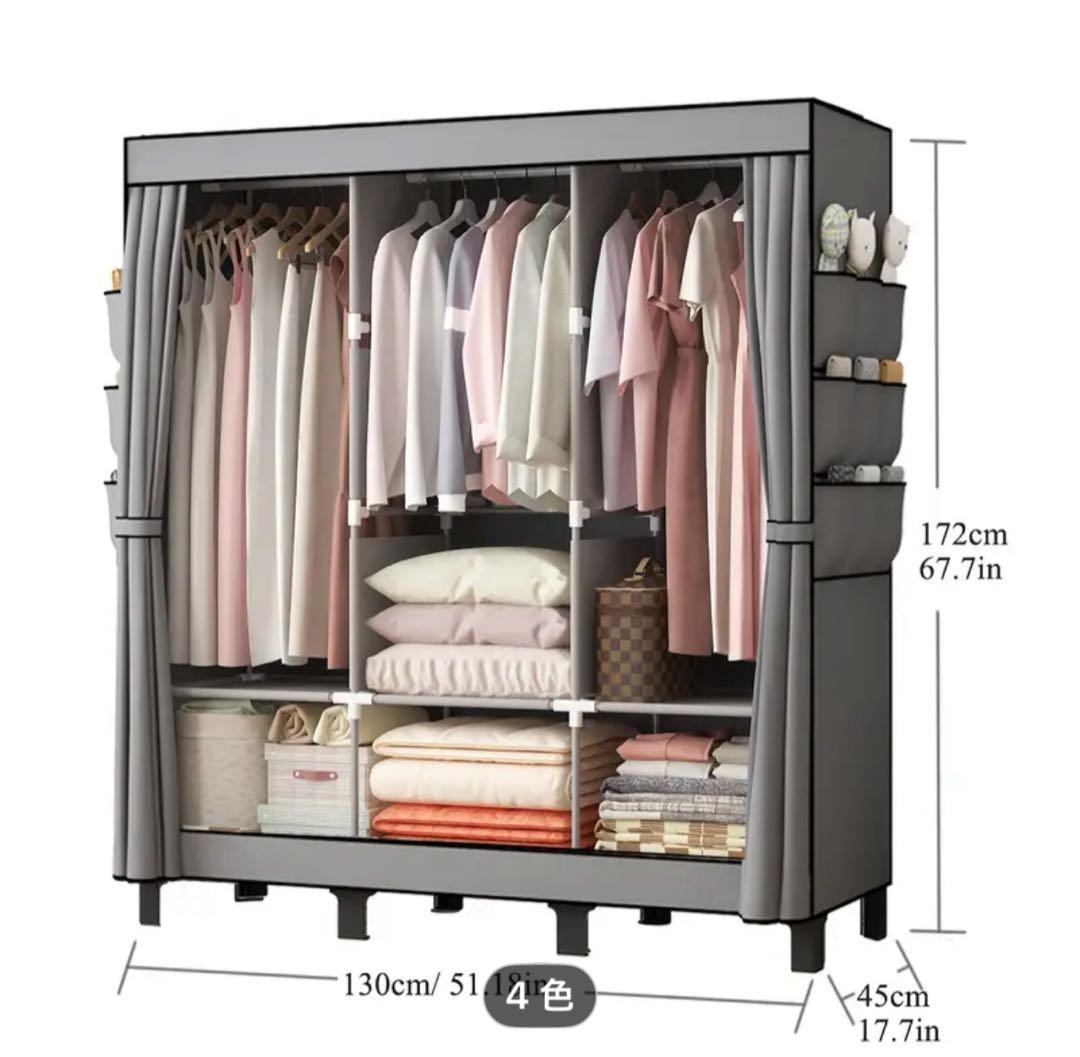 【新品格安出品】OUMYJIA/組立式ポータブルメタルクローゼット/クリーム色系