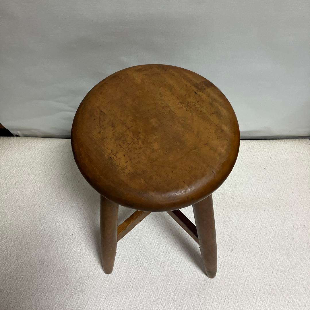 昭和レトロ木製丸椅子スツール
