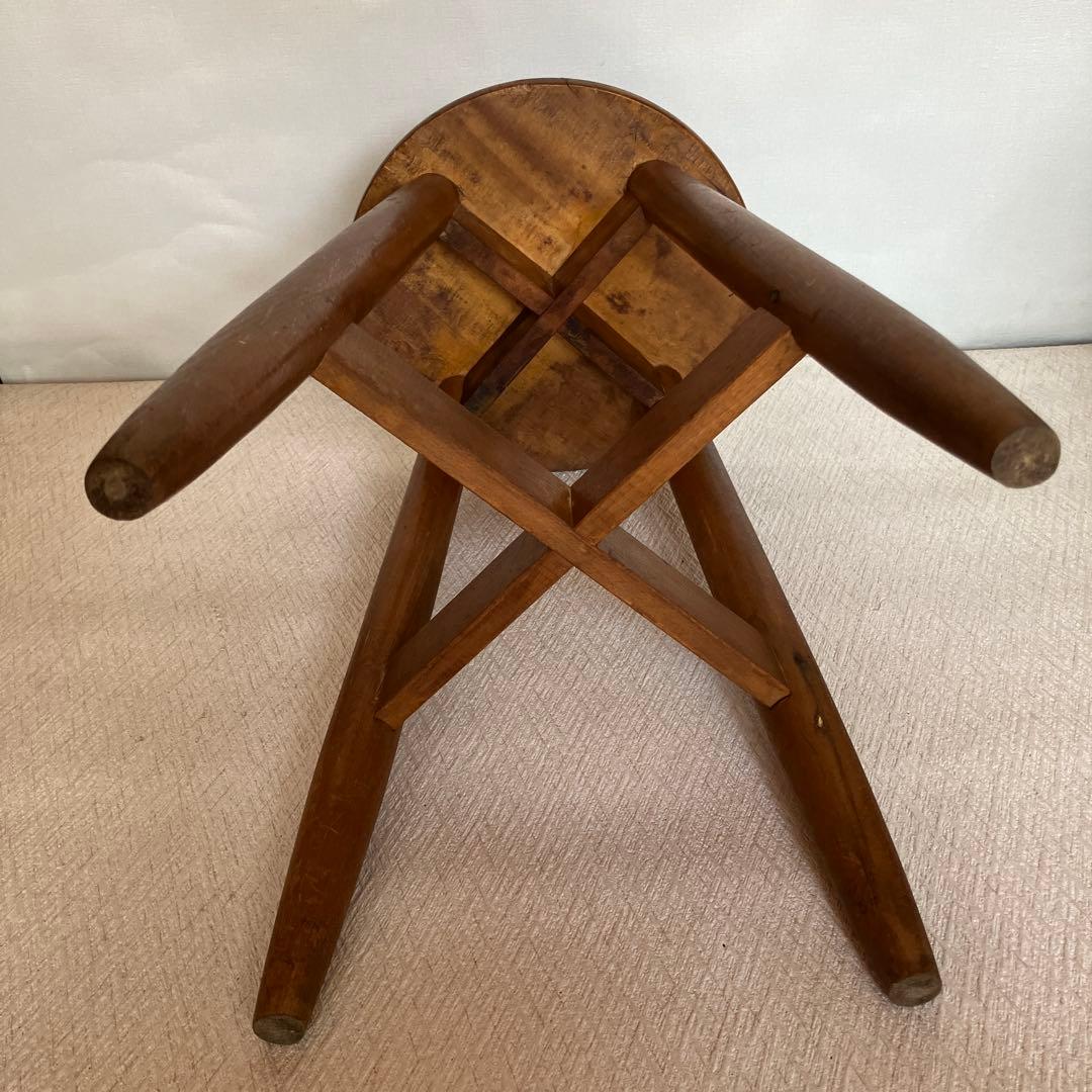 昭和レトロ木製丸椅子スツール
