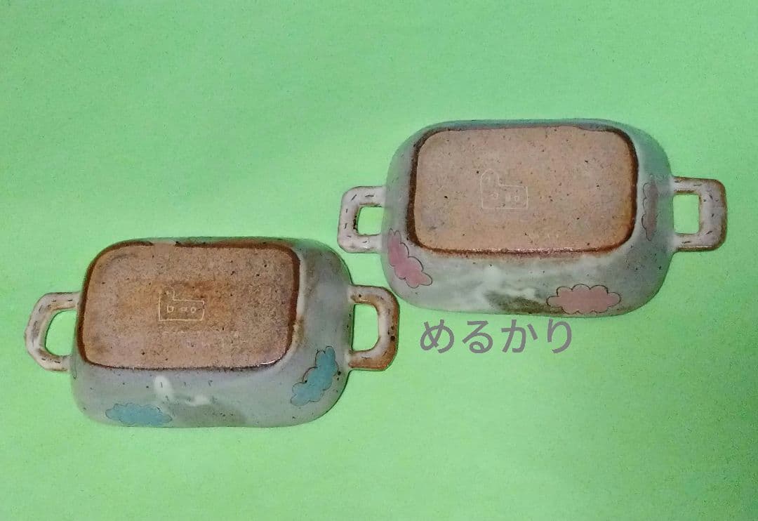 然*舎様 ABE factory　笠間焼　横山知加子　耳付き 角鉢　雲白　キャセ