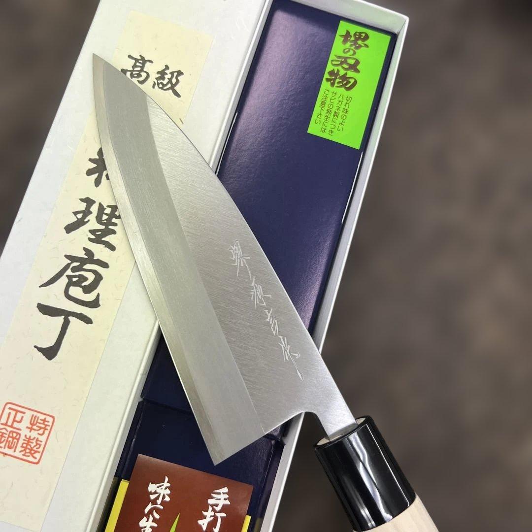 ★新品送料込左用堺打刃物はがね鍛造出刃包丁150mm左利き左片刃