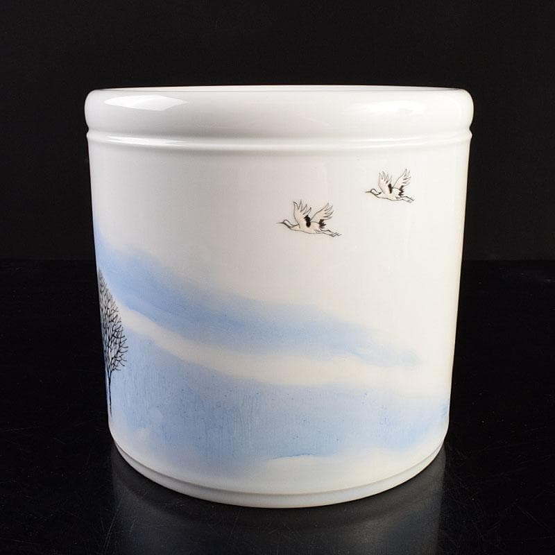 中国　景徳鎮製　徐江雲作　新彩筆筒　作品證書付　共箱　M　R9381H